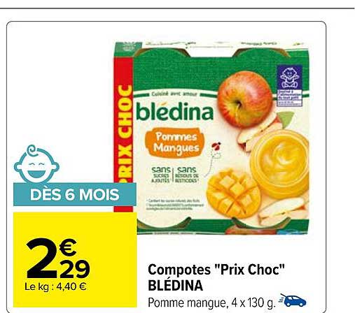 compotes "prix choc" blédina