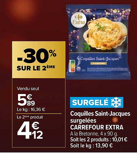 coquilles saint-jacques surgelées carrefour extra