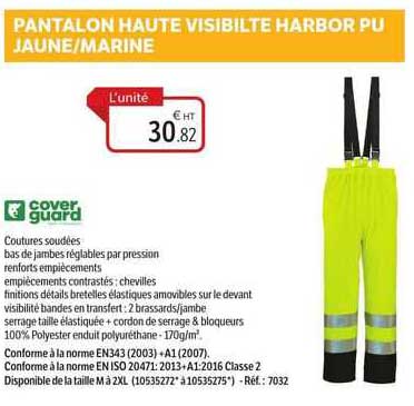 cover guard pantalon haute visibilite harbor pu jaune ou marine