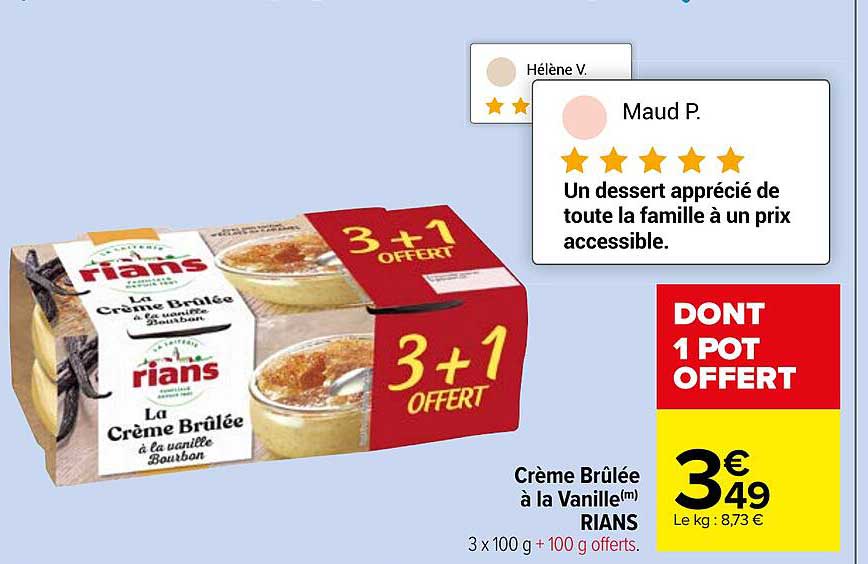 crème brûlée à la vanille rians