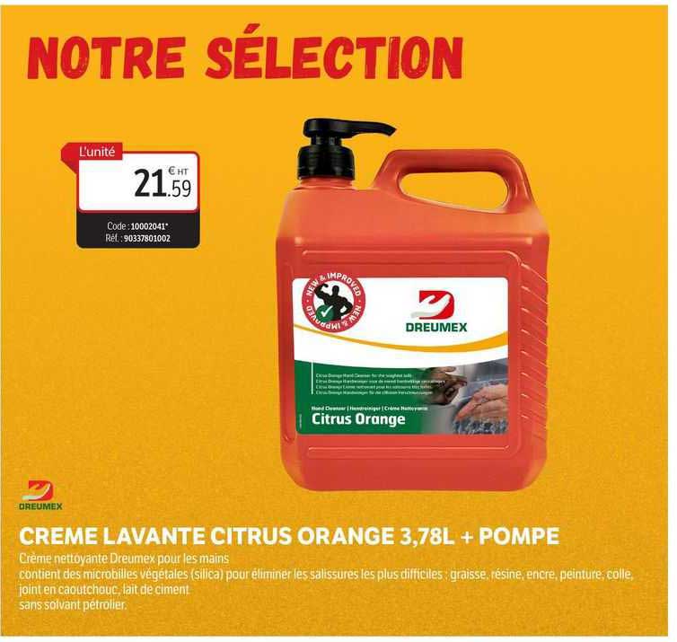 crème lavante citrus orange 3,78 l + pompe dreumex