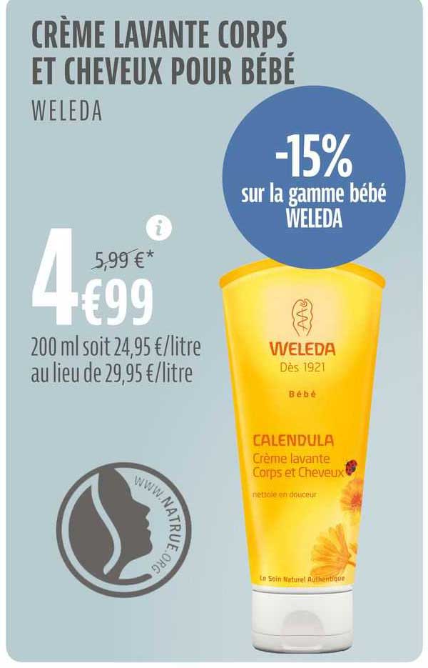 crème lavante corps et cheveux pour bébé weleda
