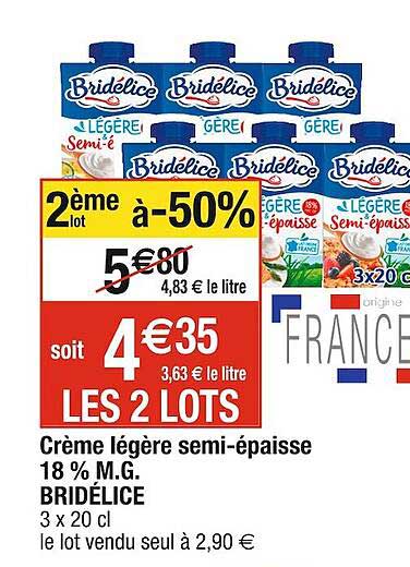 crème légère semi-épaisse 18% m.g. bridélice