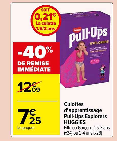culottes d'apprentissage pull-ups explorers huggies
