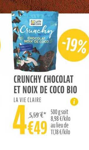 Cunchy Chocolat Et Noix De Coco Bio