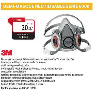 demi-masque réutilisable série 6000 3m