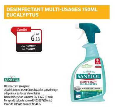 désinfectant multi-usages 750ml eucalyptus sanytol