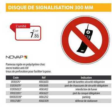 disque de signalisation 300 mm novap