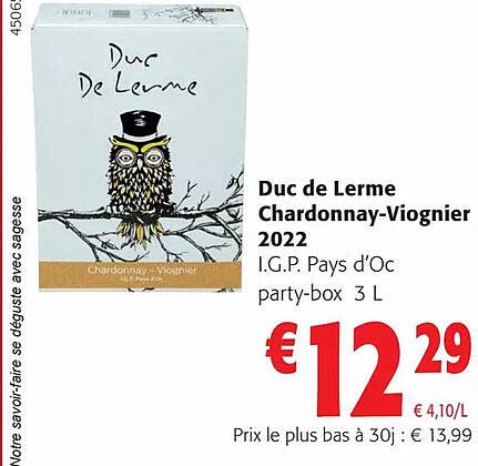 duc de lerme chardonnay-Viognier 2022 i.g.p. pays d'oc party-box 3 l