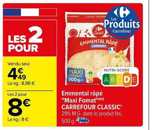 emmental râpé "maxi format" carrefour classic'