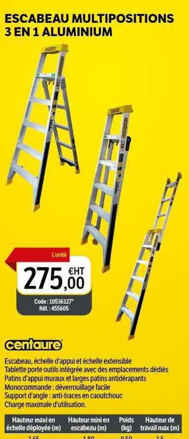 escabeau multipositions 3 en 1 aluminium centaure