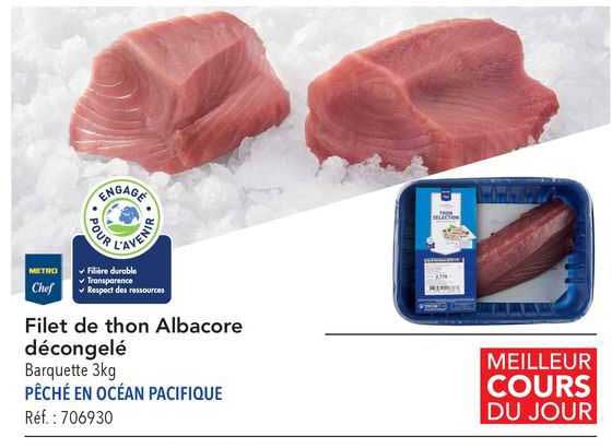 filet de thon albacore décongelé