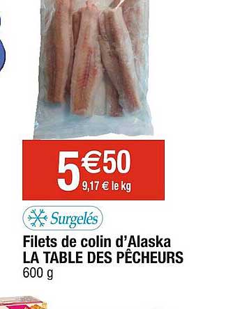filets de colin d'alaska la table des pêcheurs