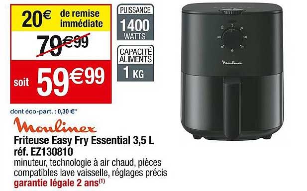 friteuse easy fry essential 3,5 l moulinex
