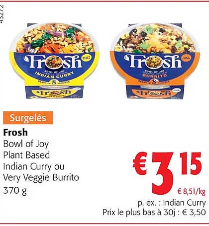 frosh bowl of joy pland based indian curry ou very veggie burrito