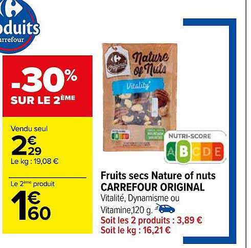 fruits secs nature of nuts carrefour original