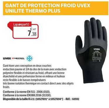 gant de protection froid uvex unilite thermo plus uvex heckel