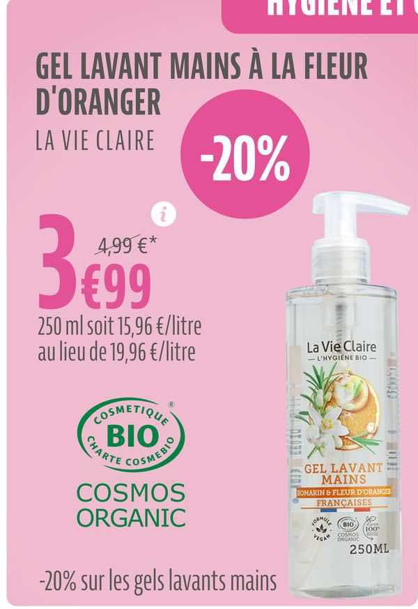 gel lavant mains à la fleur d'oranger