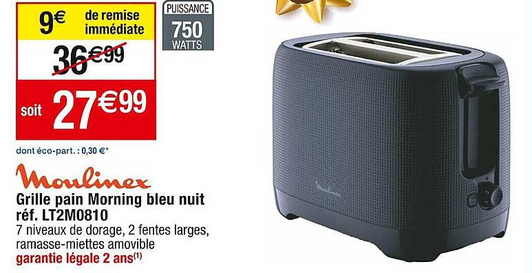 grille pain morning bleu nuit moulinex