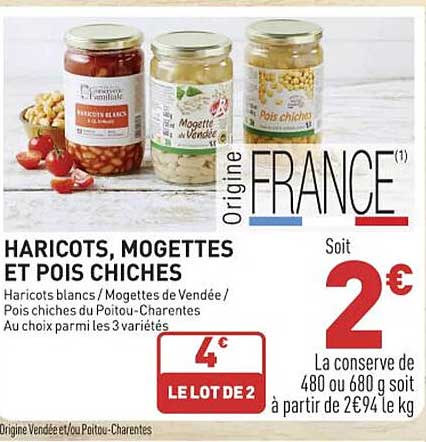 haricots, mogettes et pois chiches