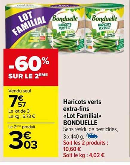 haricots verts extra-fins «lot familial» bonduelle