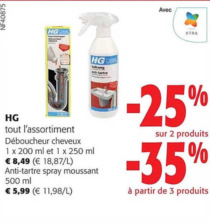 hg déboucheur cheveux ou anti-tartre spray moussant