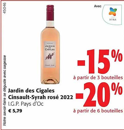 jardin des cigales cinsault-syrah rosé 2022 i.g.p. pays d'oc