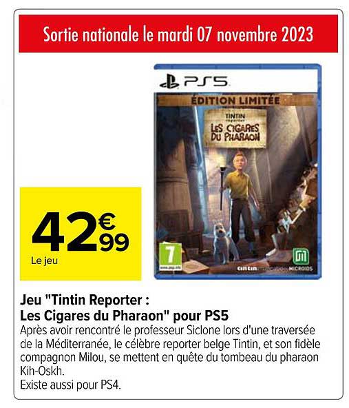 Jeu "tintin Reporter : Les Cigares Du Pharaon" Pour Ps5