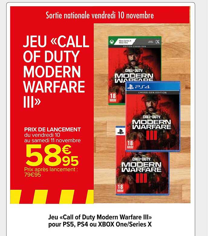 jeu «call of duty modern warfare III» pour ps5, ps4 ou xbox one/séries x