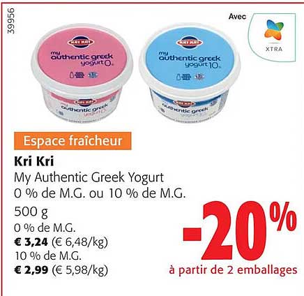 kri kri my authentic greek yogurt 0% de m.g. ou 10% de m.g.