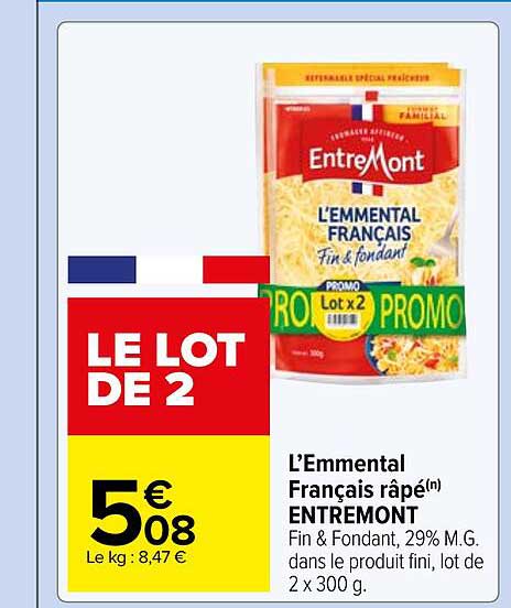 l'emmental français râpé entre mont