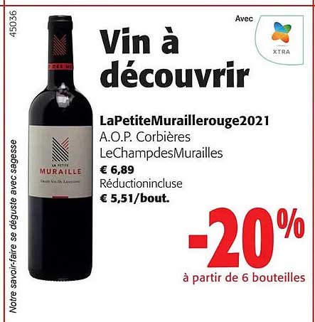 la petite muraille rouge 2021 a.o.p. corbières le champ des murailles, réduction incluse