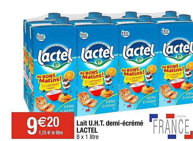 lait uht demi-écrémé lactel