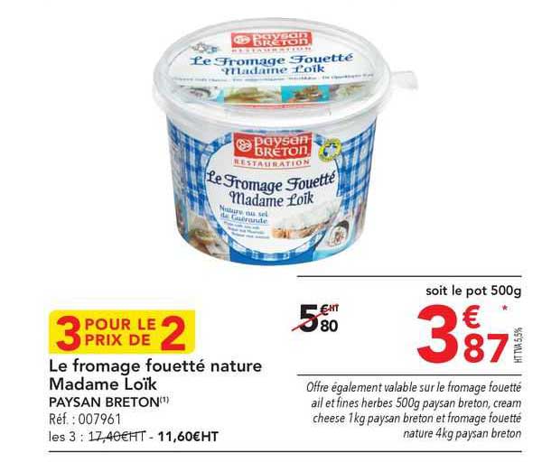 le fromage fouetté nature madame loïk paysan breton