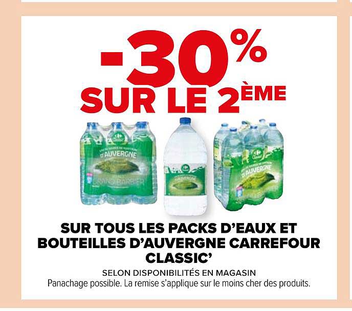 les packs d'eaux et bouteilles d'auvergne carrefour classic'