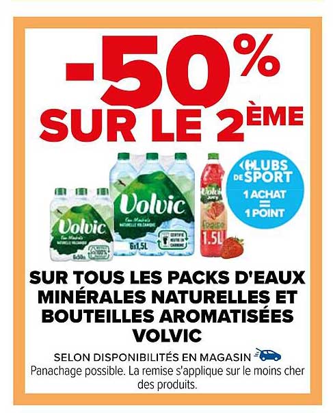 les packs d'eaux minérales naturelles et bouteilles aromatisées volvic