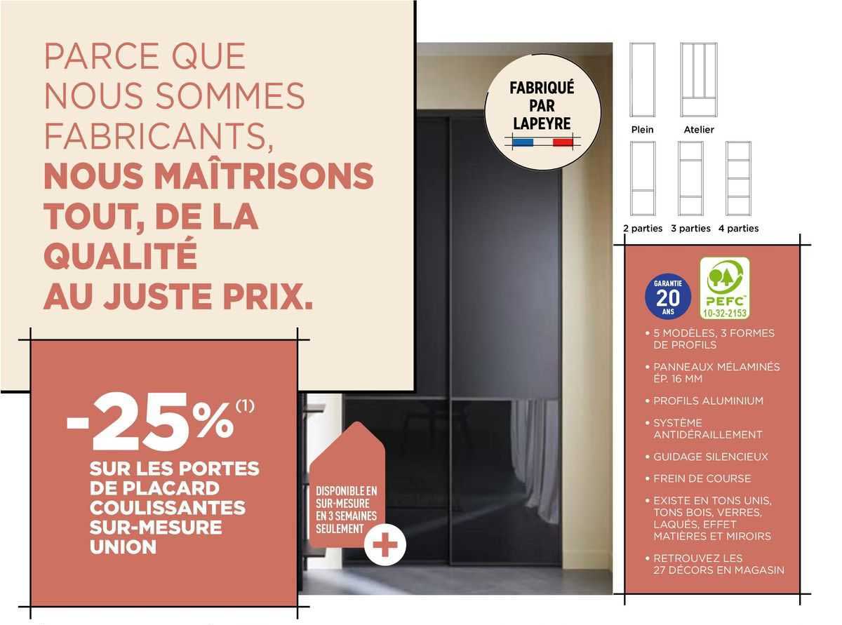 les portes de placard coulissantes sur-mesure union