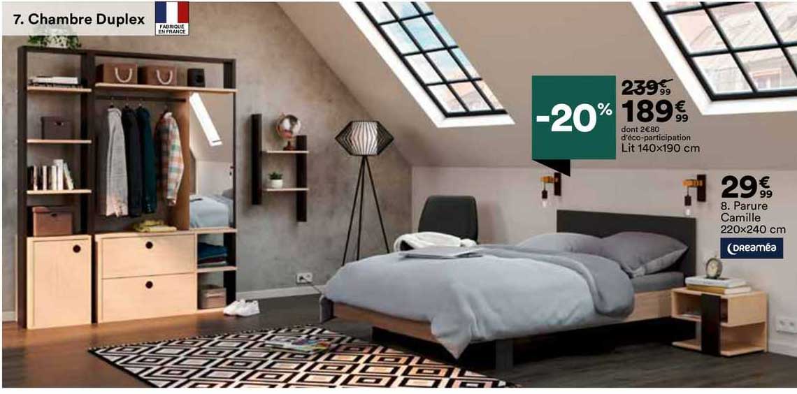 lit 140 x 190 cm, parure camille 220 x 240 cm dreaméa