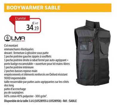 lma bodywarmer sable