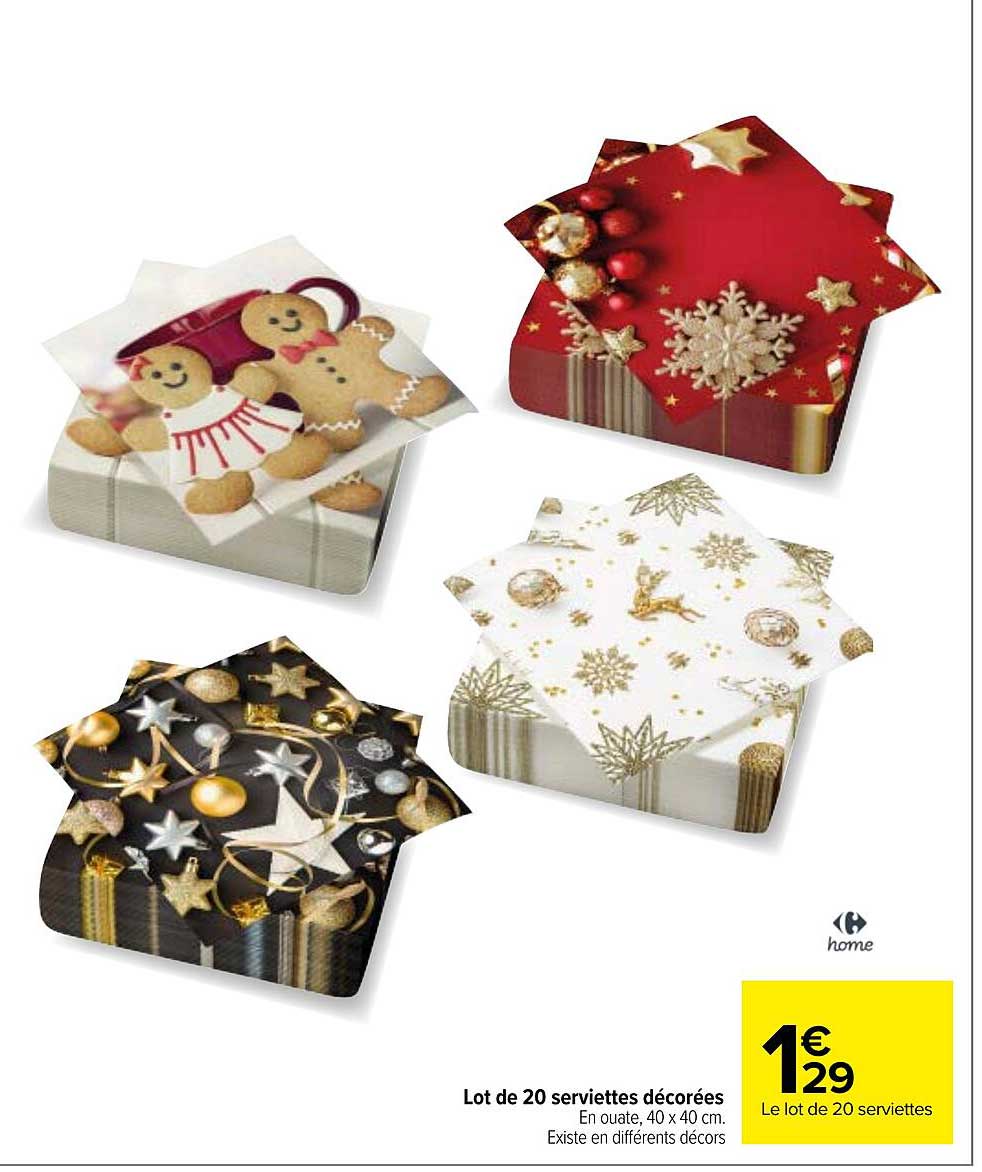 lot de 20 serviettes décorées