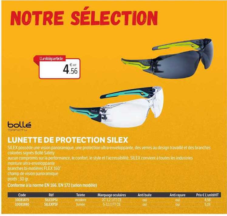 lunette de protection silex bollé