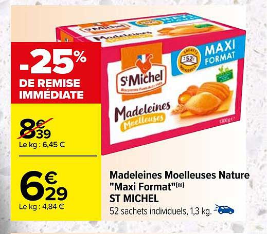 madeleines moelleuses nature "maxi format" st michel