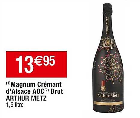magnum crémant d'alsace aoc brut arthur metz