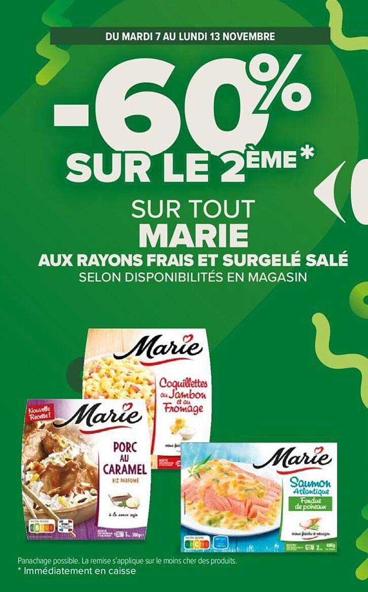 marie aux rayons frais et surgelé salé