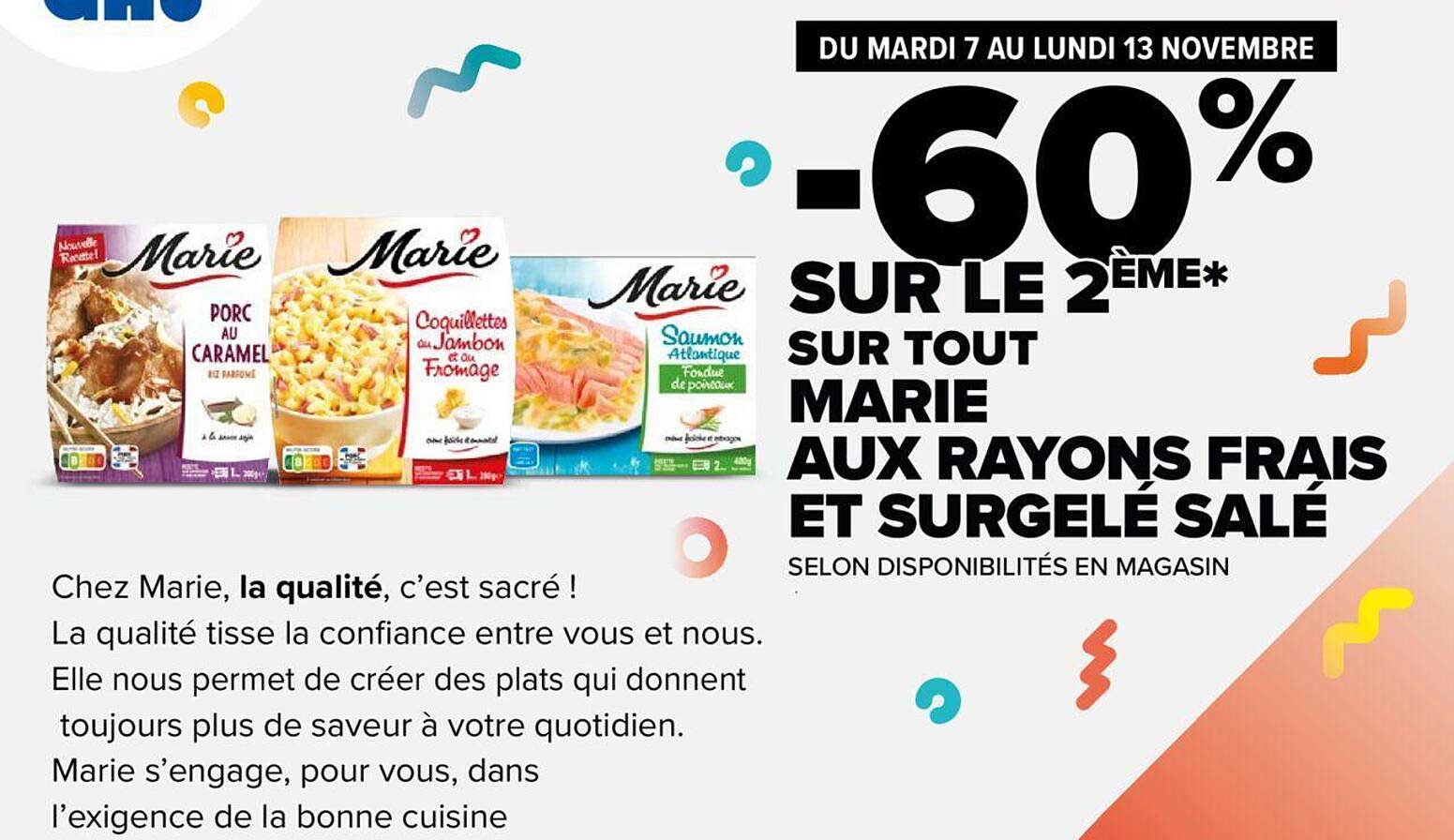 marie aux rayons frais et surgelé salé