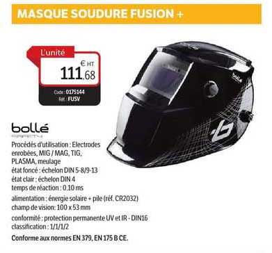 masque soudure fusion+ bollé