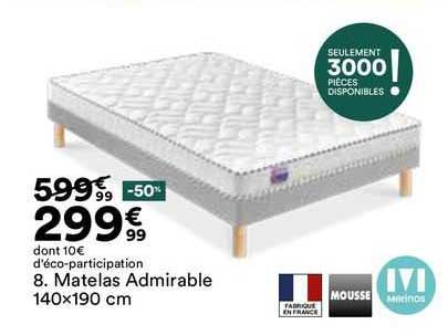 matelas admirable 140 x 190 cm merinos