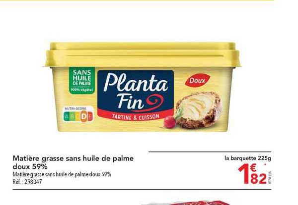 matière grasse sans huile de palme doux 59%