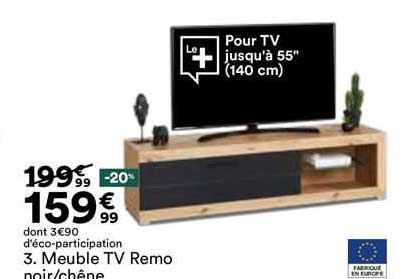 meuble tv remo noir/chêne