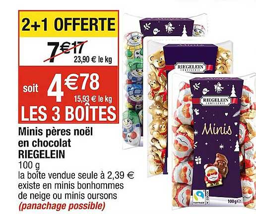 minis pères noël en chocolat riegelein
